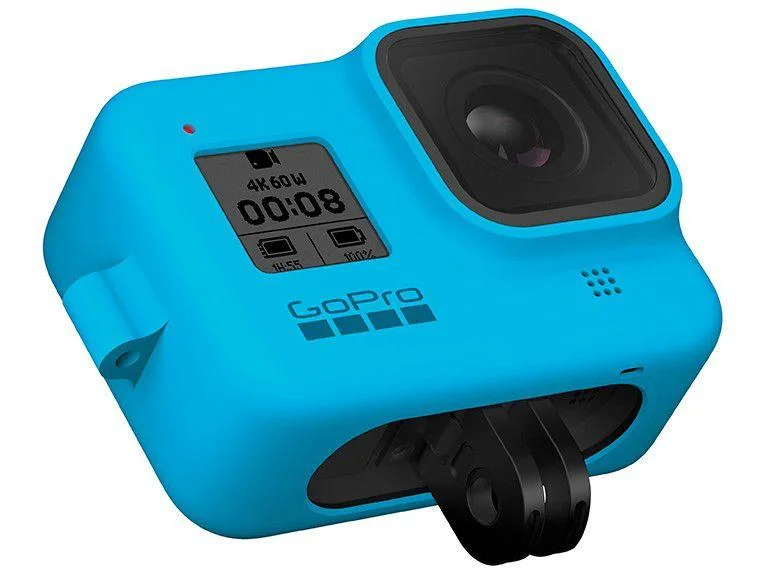 Capa Silicone Gopro Hero 8 + Cordão Ajustável - Sleeve + Lanyard Cor Azul - view 4