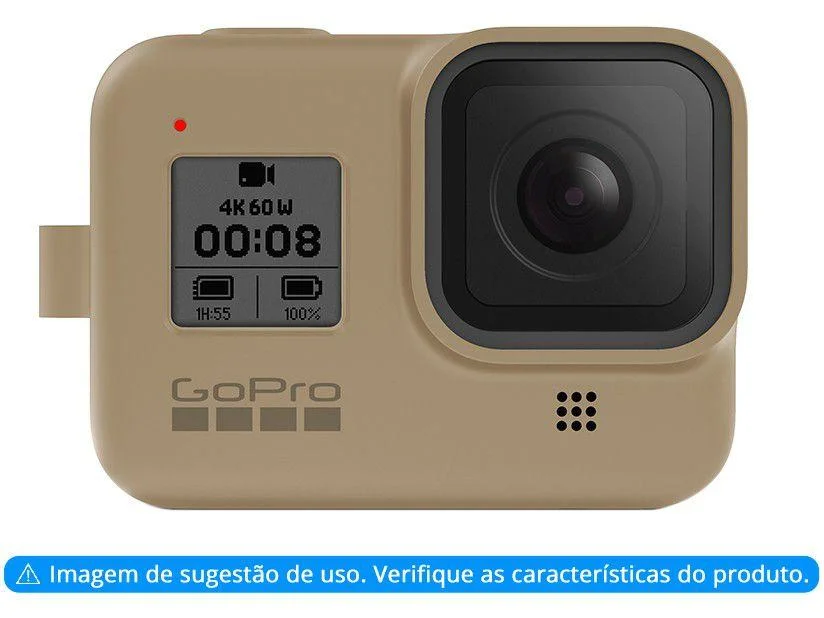 Imagem 3 de 5 do produto Capa Silicone Gopro Hero 8 + Cordão Ajustável - Sleeve + Lanyard Cor Areia