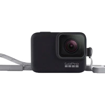 Capa Silicone Gopro Hero 7 6 5 Black + Cordão Ajustável - Sleeve + Lanyard Cor Preto