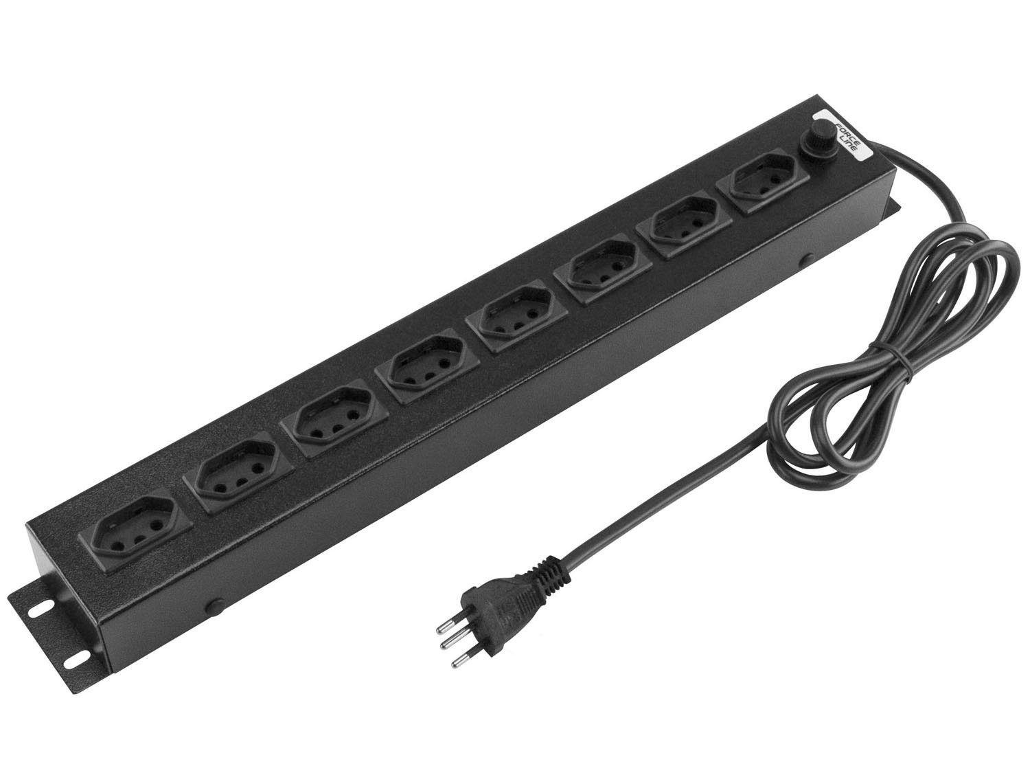 Regua Force Line Com 8 Tomadas, Com Filtro De Linha, Para Rack 19, 20a, Cabo 1.5m, 0090800001