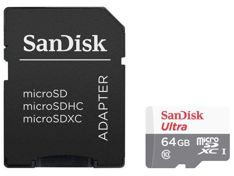 Cartão De Memória Sandisk, Ultra Micro Sdxc, 64GB, Classe 10