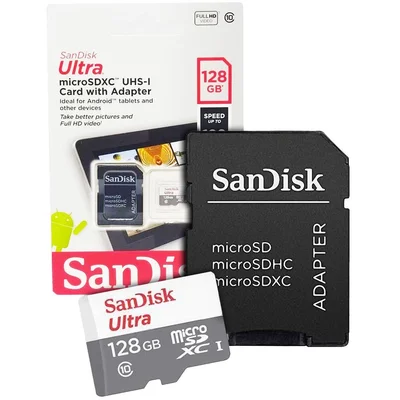 Cartão De Memória Sandisk Box Ultra Micro SD, 128GB, Classe 10 - SDSQUNS-128G-GN6TA