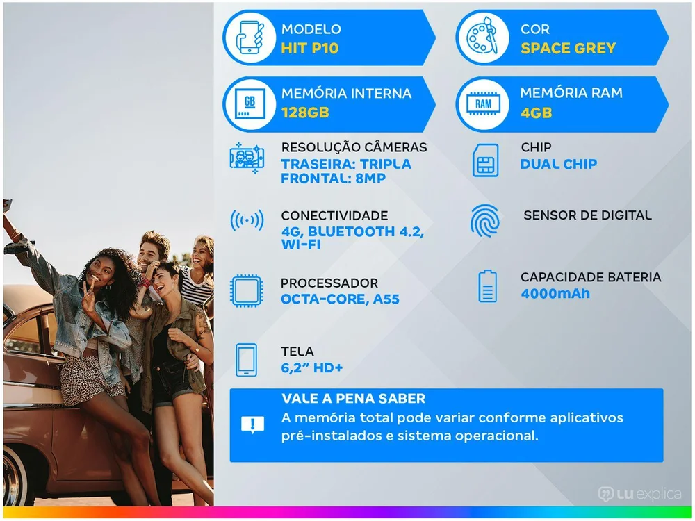 Smartphone Philco Hit P10, 128GB, Tela 6.2, Android 10 - Cinza - view 2
