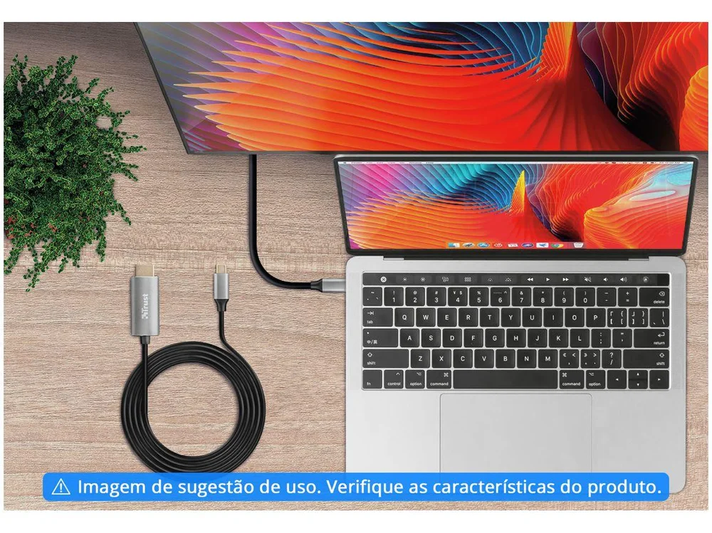 Imagem 3 de 12 do produto Cabo Adaptador Trust Calyx Usb-c Para Hdmi 4k 1.8m