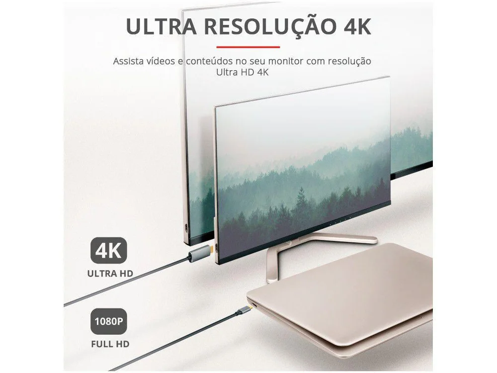 Imagem 6 de 12 do produto Cabo Adaptador Trust Calyx Usb-c Para Hdmi 4k 1.8m