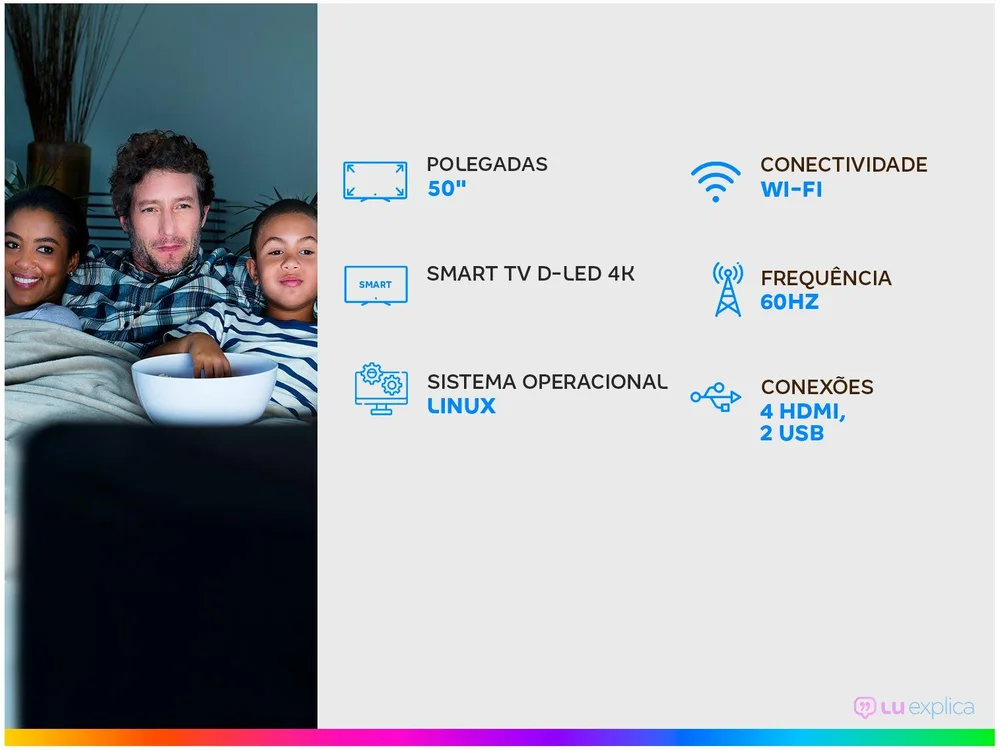 Imagem 2 de 7 do produto Smart TV LED Philco 50 Polegadas 4K, Ultra HD, HDMI, 2 USB, Wi-Fi - PTV50N10N5E4