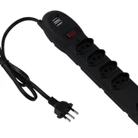 Protetor E Filtro De Linha 5 Tomadas Slim Preto C Disjuntor