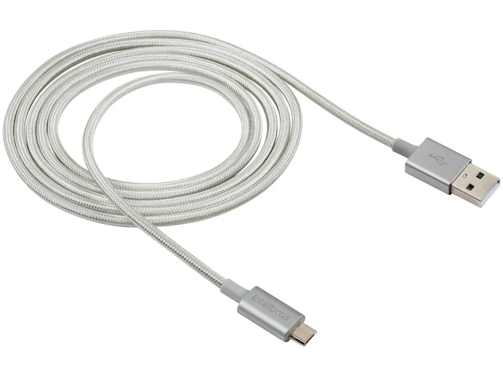 Imagem 2 de 5 do produto Cabo USB X Micro USB Intelbras, Nylon, 1.5m - Euab15nb