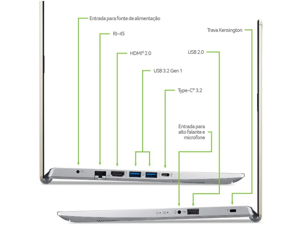Imagem 4 de 10 do produto Notebook Acer Aspire 5 A514-54-52TY, Intel Core i5 11a Geração, 8GB, 256GB SSD, 14" Full HD, Windows 11 Home