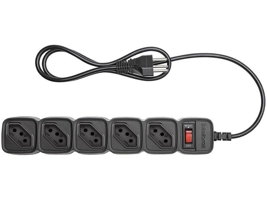 Protetor Dps Intelbras Filtro De Linha 5 Tomadas Epe 205+ Bivolt Preto Microdisjuntor - 4824203