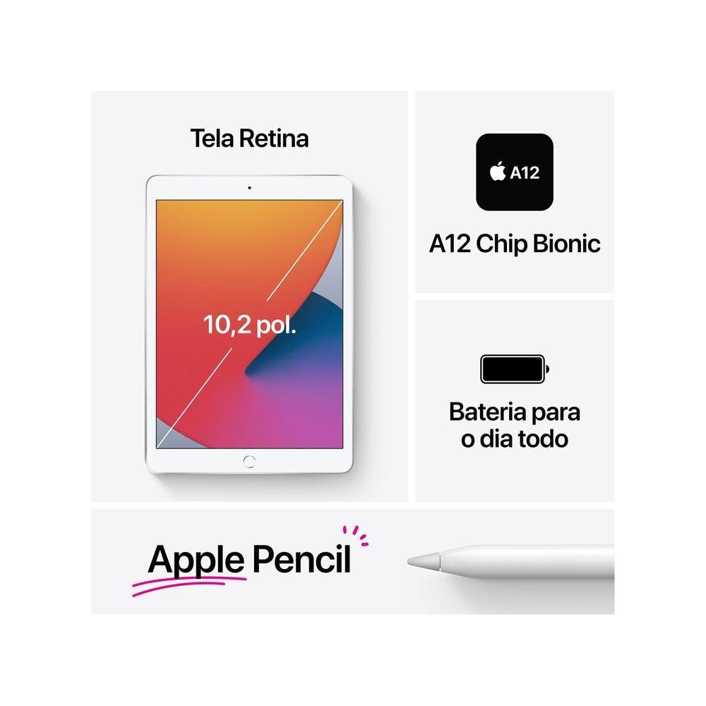 iPad Apple 8ª Geração 10.2? Wi-Fi Cellular | KaBuM!
