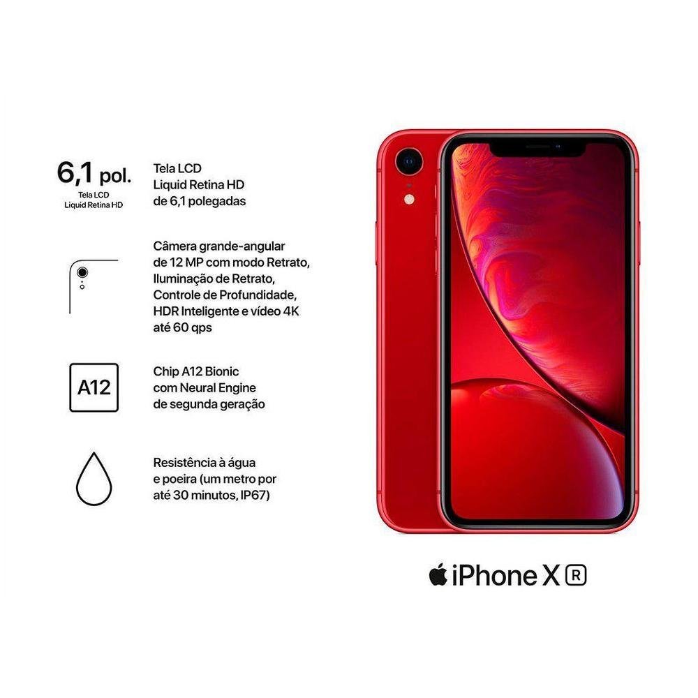 iPhone XR Apple 64GB (PRODUCT)RED 6,1” 12MP iOS | KaBuM!
