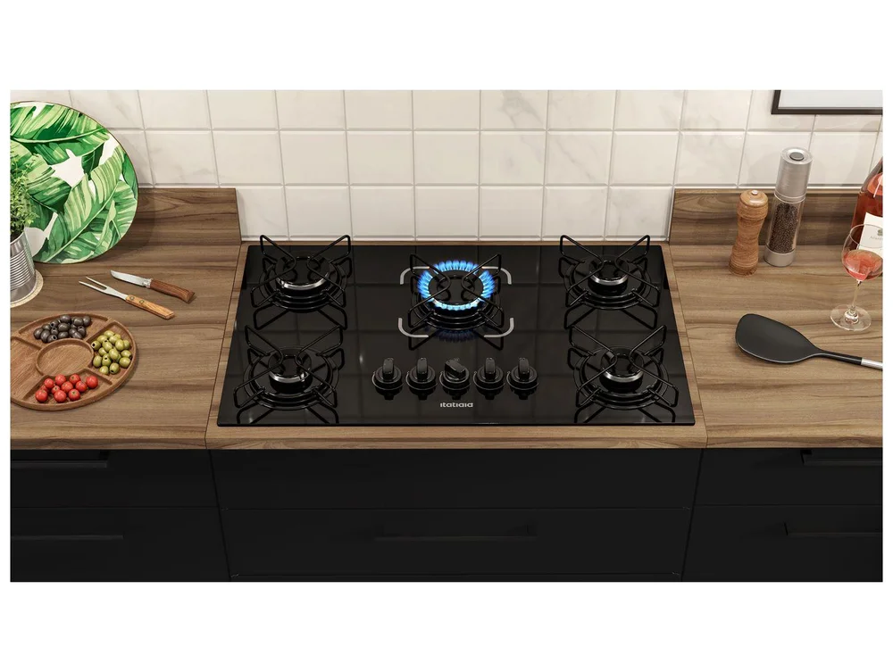 Imagem 4 de 6 do produto Cooktop Itatiaia Essencial 5 Bocas Mesa Vidro Preto Bivolt