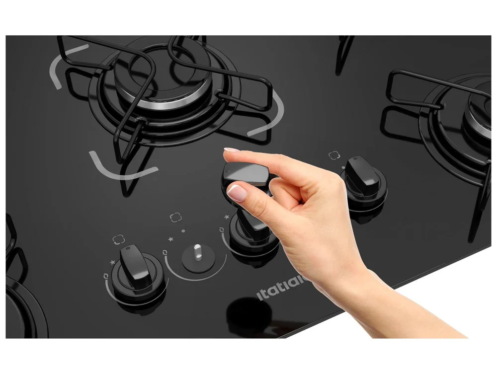 Imagem 5 de 6 do produto Cooktop Itatiaia Essencial 5 Bocas Mesa Vidro Preto Bivolt