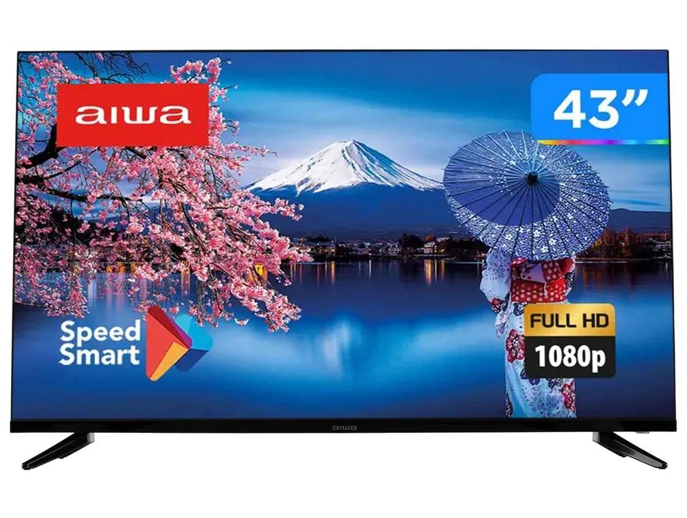 Smart TV Aiwa 43 Polegadas, LED, Full HD, HDM,I USB, Wi-Fi, Borda Ultrafina, HDR10 Dolby Áudio - AWS-TV-43-BL-01
