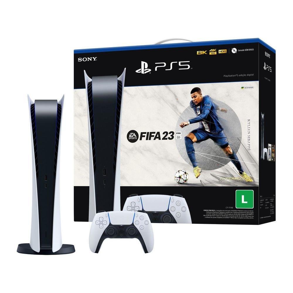 Console Playstation 5 2022, 825GB + 1 Controle Sony + FIFA 23 Lançamento -  Faz a Boa!