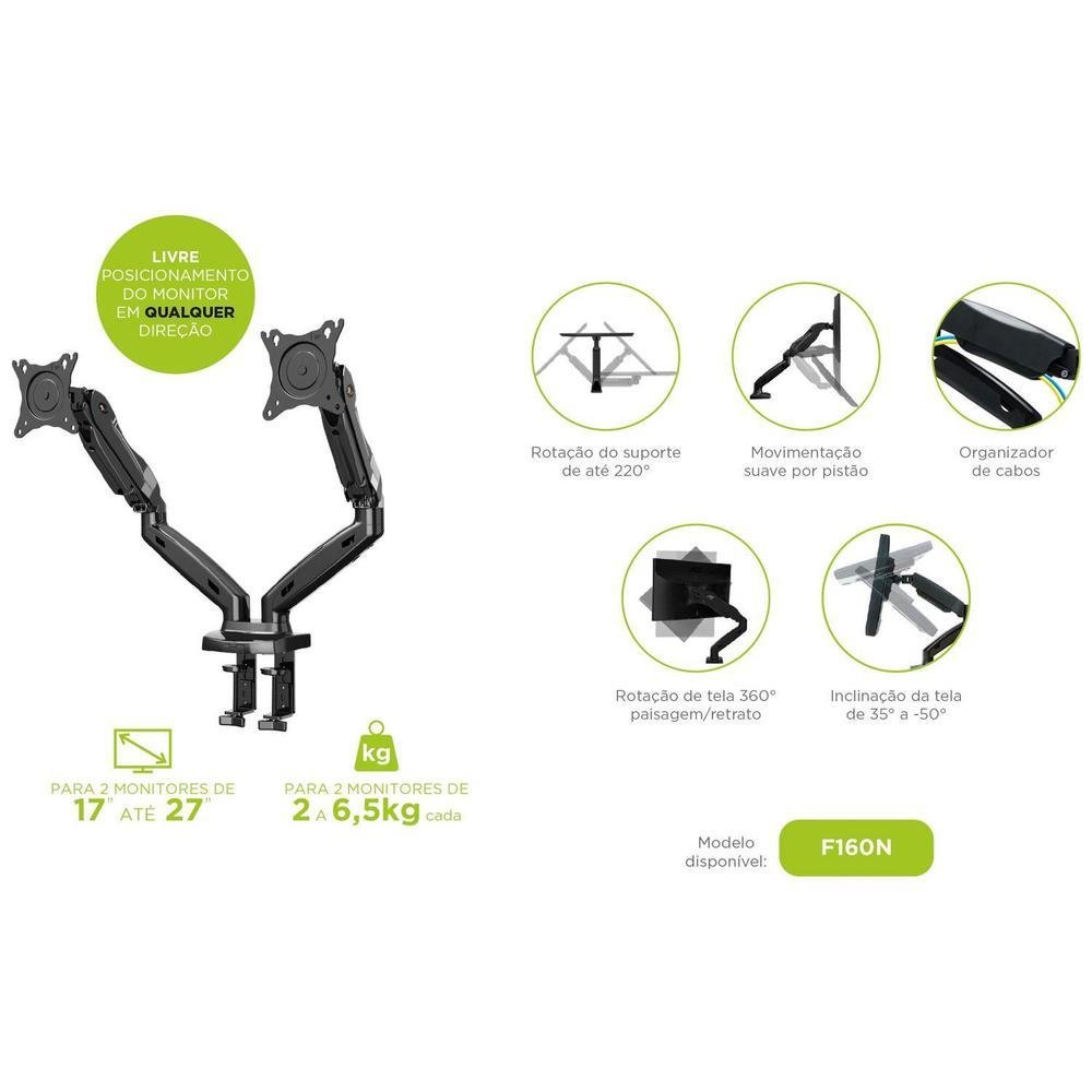 Imagem 6 de 6 do produto Suporte para Monitor Articulado de Mesa