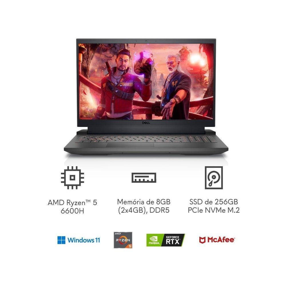 Imagem 11 de 20 do produto Notebook Gamer Dell G15, AMD Ryzen 5, 8GB - 256GB SSD, 15,6'' Full HD, NVIDIA RTX 3050
