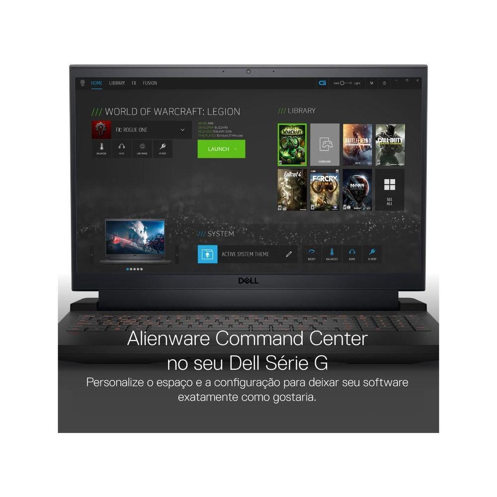 Imagem 4 de 20 do produto Notebook Gamer Dell G15, AMD Ryzen 5, 8GB - 256GB SSD, 15,6'' Full HD, NVIDIA RTX 3050