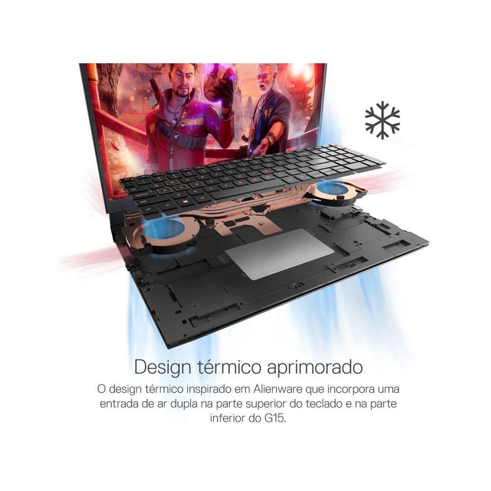 Imagem 3 de 20 do produto Notebook Gamer Dell G15, AMD Ryzen 5, 8GB - 256GB SSD, 15,6'' Full HD, NVIDIA RTX 3050