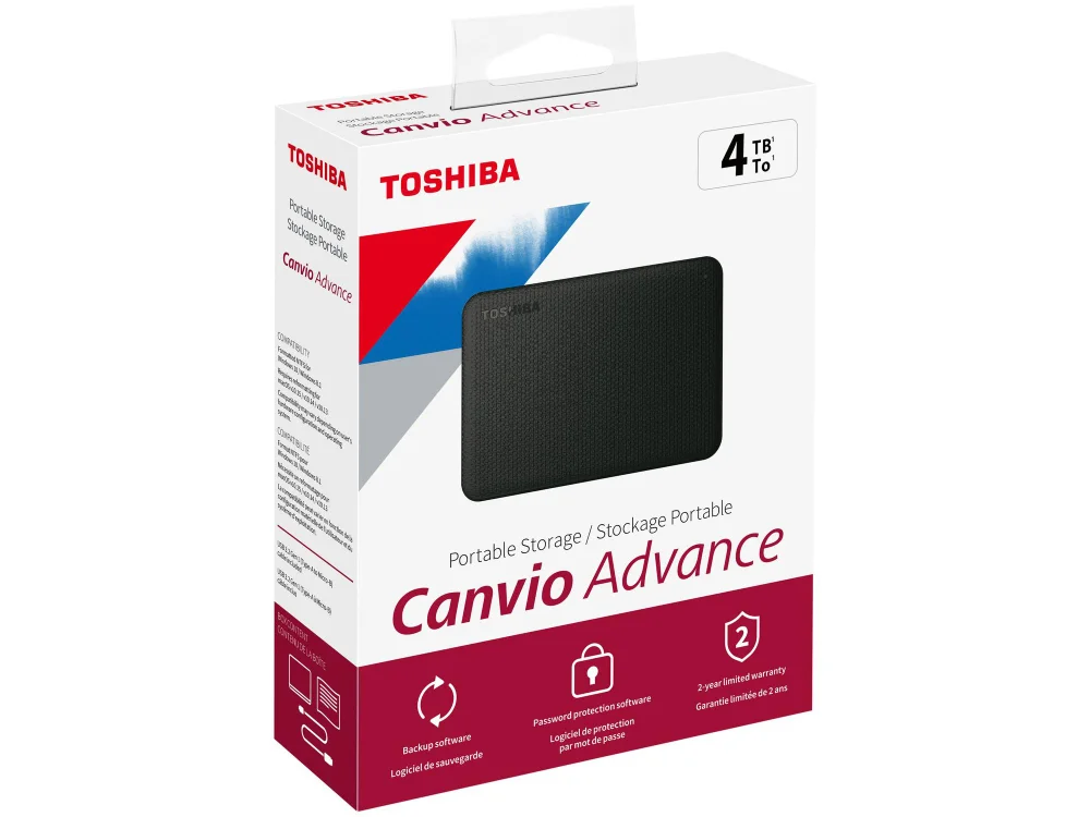 HD Externo Toshiba 4TB Canvio Advance Preto KaBuM