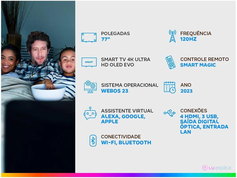 Imagem 4 de 15 do produto Smart Tv 77 Polegadas, OLED Evo 4K, 120Hz, Bluetooth, 4 HDMI, G-Sync, Freesync, Thinq Ai, Alexa, Google - Oled77c3psa