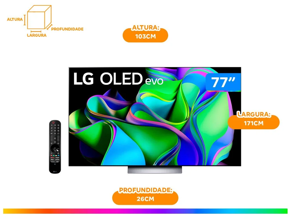 Imagem 15 de 15 do produto Smart Tv 77 Polegadas, OLED Evo 4K, 120Hz, Bluetooth, 4 HDMI, G-Sync, Freesync, Thinq Ai, Alexa, Google - Oled77c3psa
