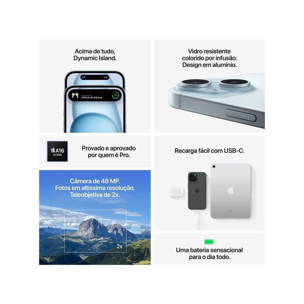 Apple iPhone 15 Plus 256GB Preto 6,7