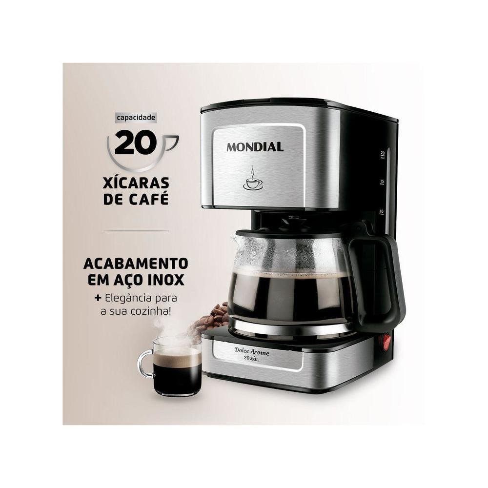 Imagem 2 de 5 do produto Cafeteira Elétrica Mondial Dolce Arome 20 Cafés