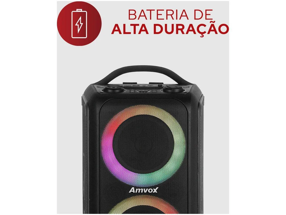Caixa Amplificada Amvox Aca-600 Bagvox, Entrada Aux, Blutooth 5.0, 600w Rm, Vermelho - Bivolt - view 3