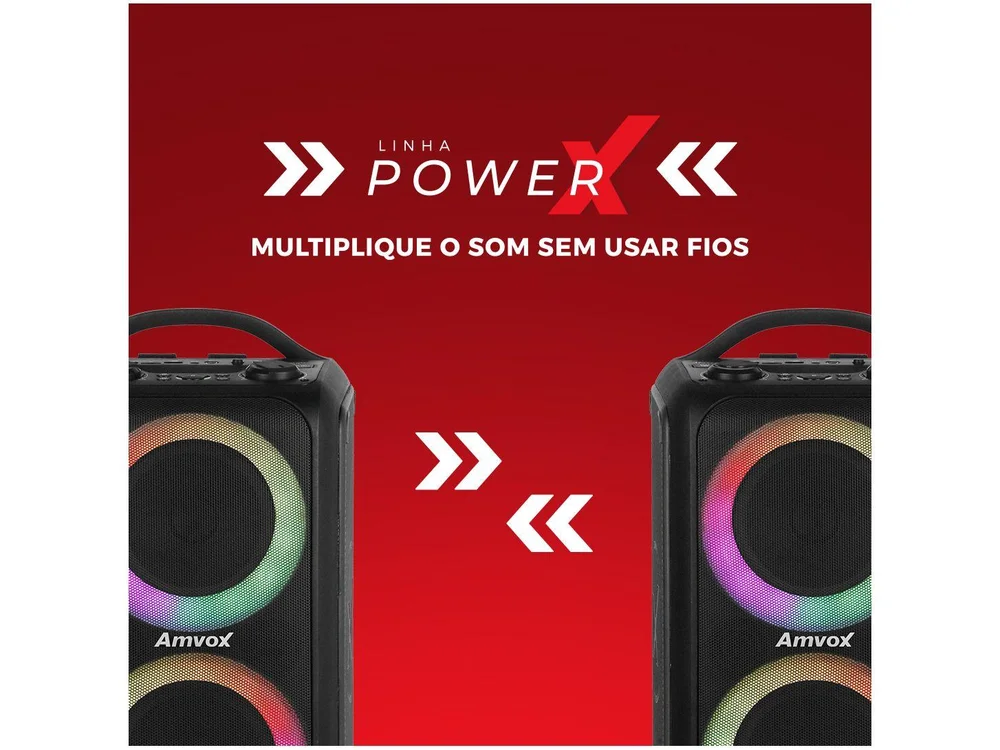 Caixa Amplificada Amvox Aca-600 Bagvox, Entrada Aux, Blutooth 5.0, 600w Rm, Vermelho - Bivolt - view 7