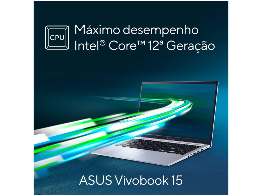Imagem 16 de 20 do produto Notebook ASUS Vivobook X1502ZA-EJ1761 Intel Core i5 12450H 2GHz, 8GB RAM, Placa Intel UHD Graphics, SSD 256GB, Tela 15.6" LED Full HD, Linux KeepOS, Prata