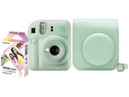 Kit Câmera Instax Mini 12 Verde Com 10 Filmes Macaron