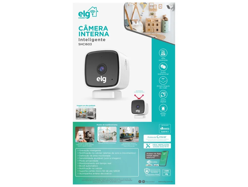 Câmera Interna Inteligente 1080p Fullhd Wi-fi - Elg Shci603 - view 7