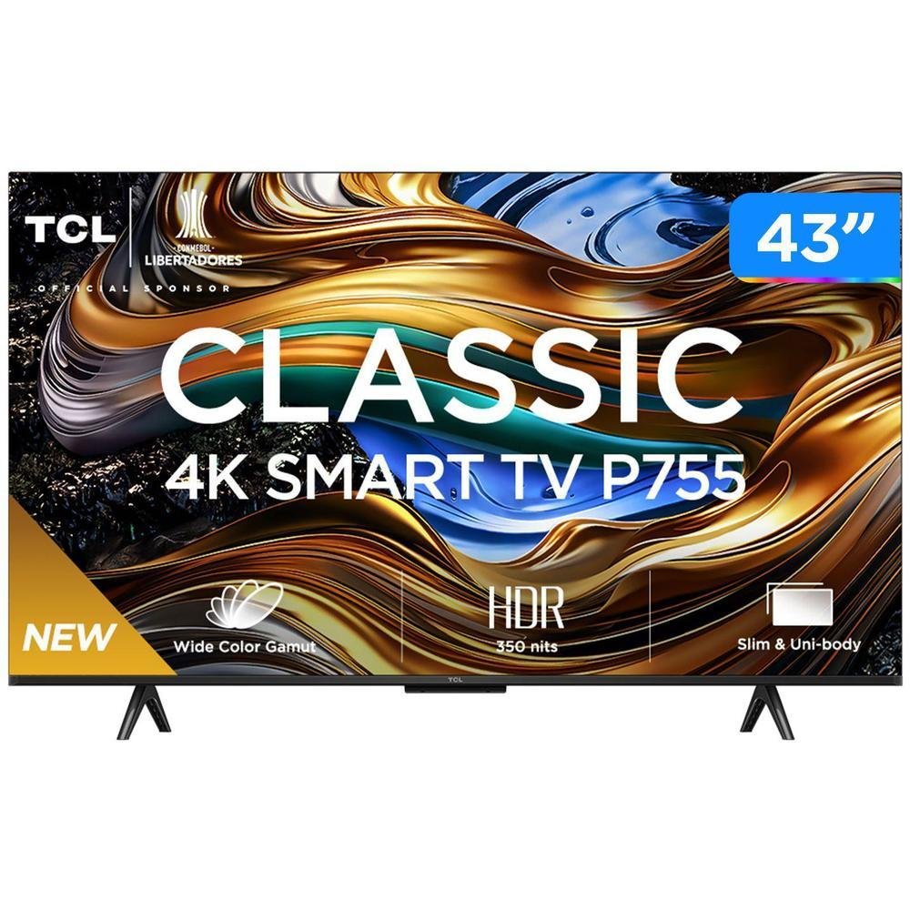 Smart Tv 43" Tcl P755, LED, 4k Uhd, Google Tv, Hdr10+ - 43p755