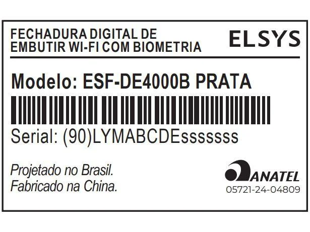 Fechadura Digital Com Biometria, Elsys,esf-de4000b, Prata - view 7