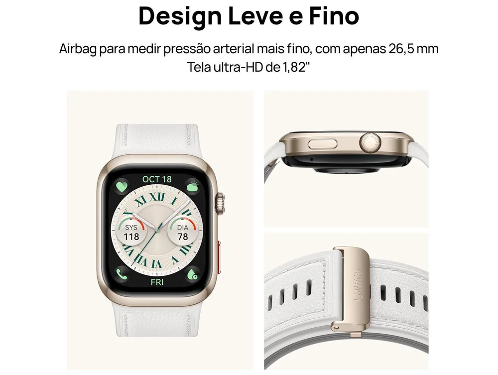 Imagem 3 de 13 do produto Smartwatch, Huawei D2, Tela AmoLED 1.82, 48mm Preto