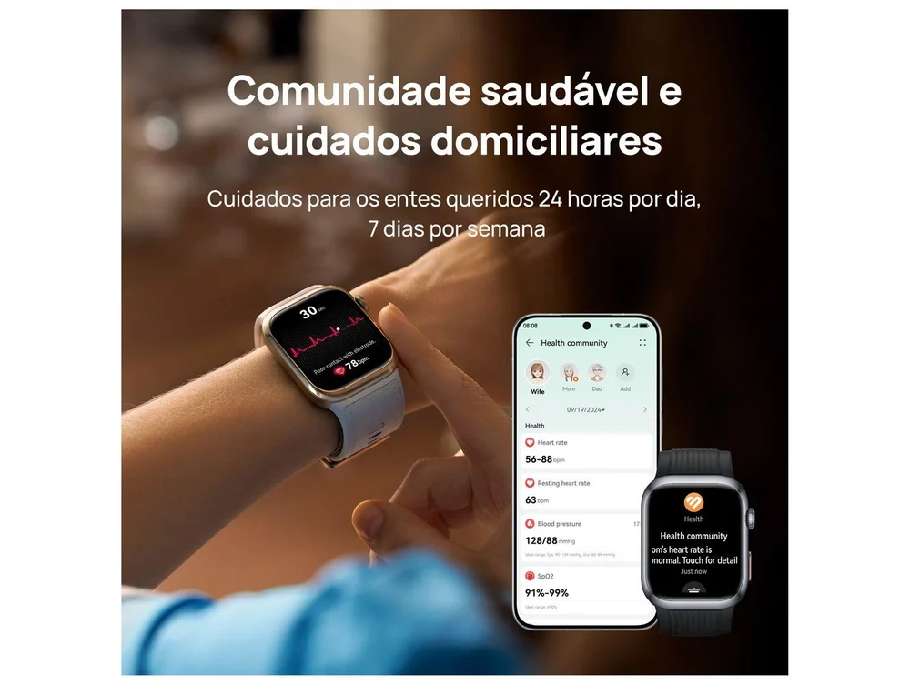 Imagem 5 de 13 do produto Smartwatch, Huawei D2, Tela AmoLED 1.82, 48mm Preto