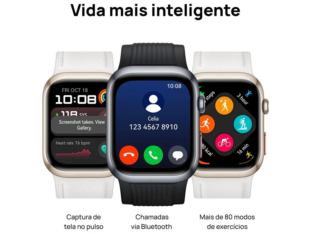 Imagem 6 de 13 do produto Smartwatch, Huawei D2, Tela AmoLED 1.82, 48mm Preto