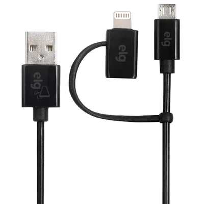 Cabo Carregador 2 Em 1 Lightning E Micro Usb V8 Universal