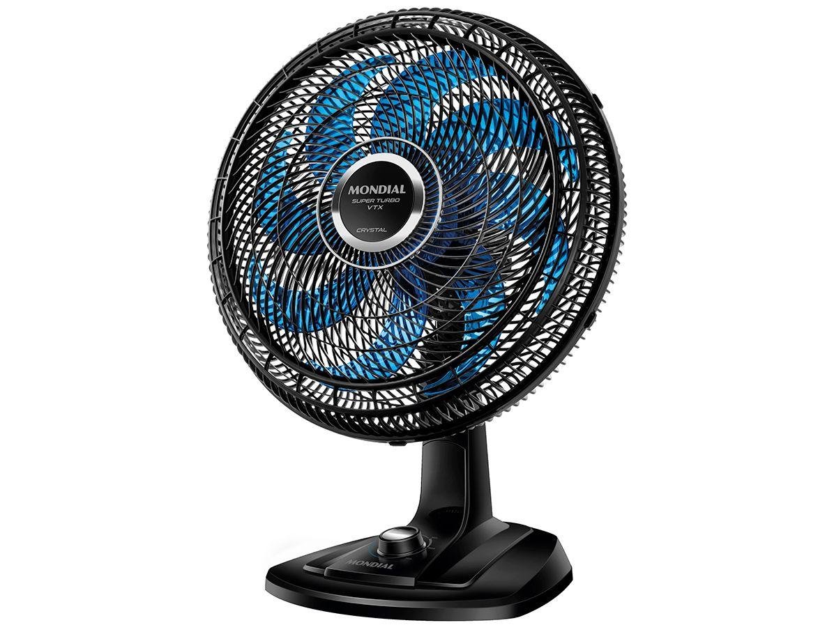 Ventilador de Mesa Mondial Super Turbo VTX-40-Crystal 40cm 8 Pás 3 Velocidades Preto e Azul