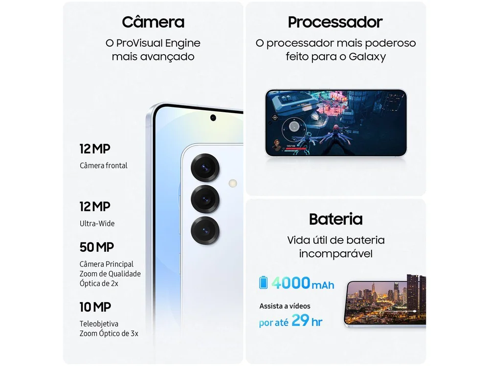Samsung Galaxy S25 5G 256GB Galaxy AI Prata 6,2" 12GB RAM Câm. Tripla 50+12+10MP Bateria 4000mAh Dual Chip