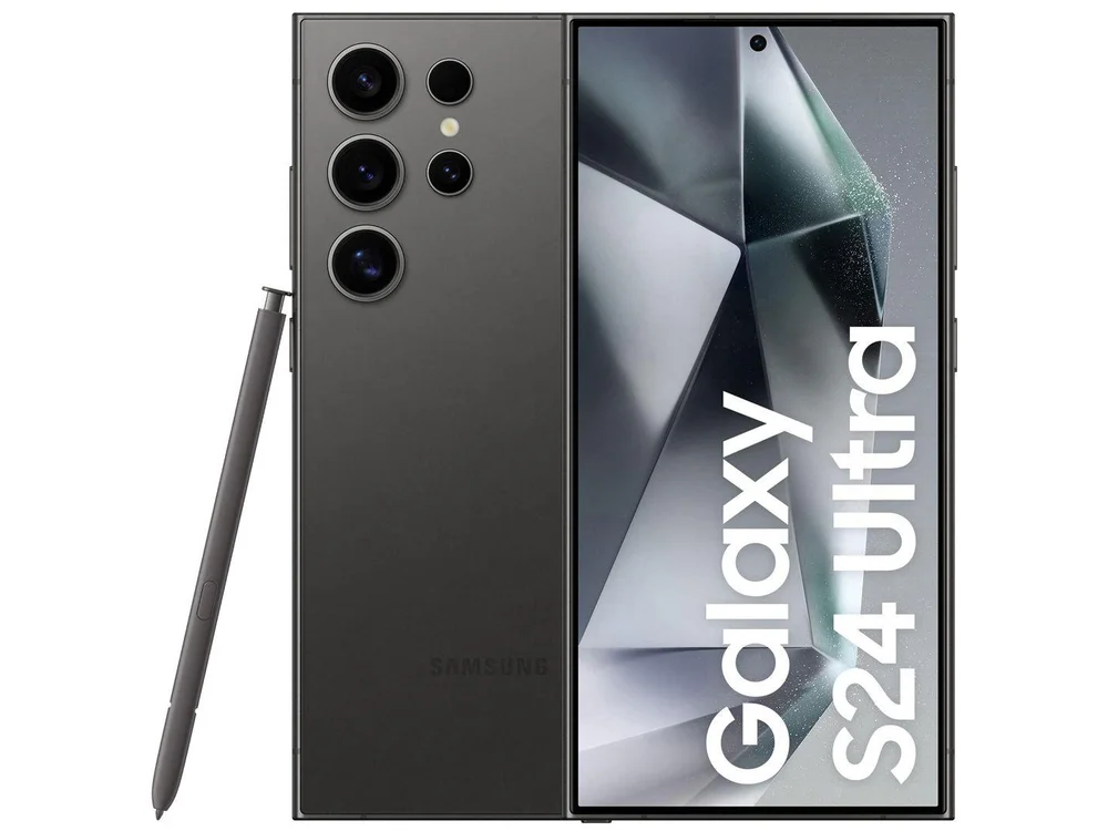 Smartphone Samsung Galaxy S24 Ultra 6,8" Galaxy AI 256GB Titânio Preto 5G 12GB RAM Câm. Quádrupla 200MP + Selfie 12MP Bateria 50