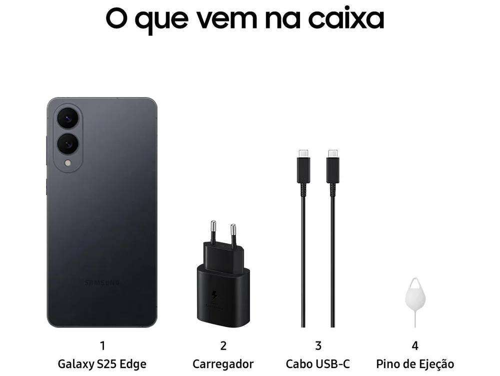 Imagem 6 de 15 do produto Celular Samsung Galaxy S25 Edge 5g, 512gb, 12gb Ram, Câmera Dupla De Até 200mp, Tela Grande De 6.7” - Titânio Jetblack
