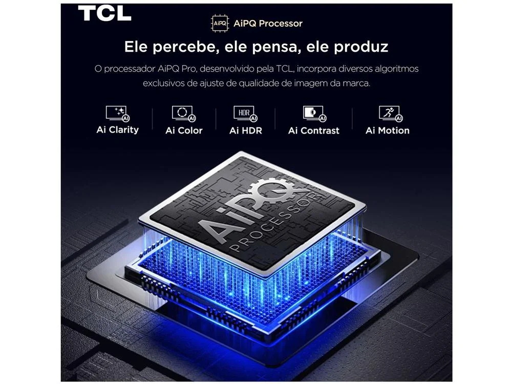 Smart TV 55" TCL 4K UHD QLED 55P7K Google TV AiPQ Google Assistente 3 HDMI 1 USB 7