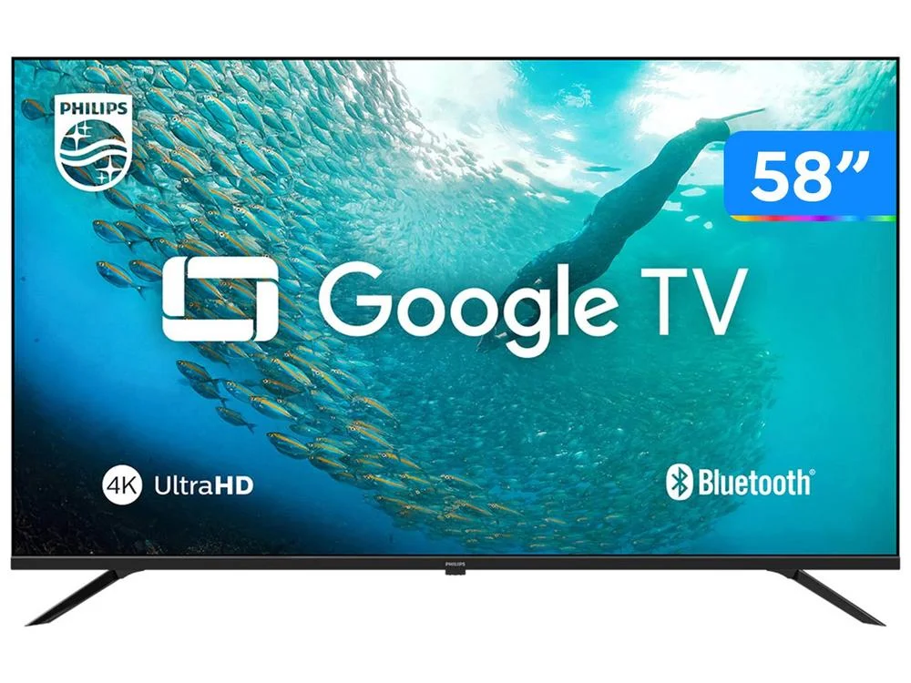 Smart TV 58" 4K UHD LED Philips 58PUG7019/78 Wi Fi Bluetooth Google Assistente 3 HDMI 2 USB 4