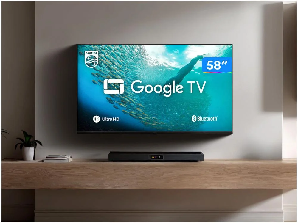 Smart TV 58" 4K UHD LED Philips 58PUG7019/78 Wi Fi Bluetooth Google Assistente 3 HDMI 2 USB 6