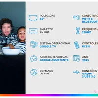 Smart TV 55" TCL 4K UHD MiniLED 55C6K 120Hz Google TV AiPQ Google Assistente 4 HDMI 2 USB 14