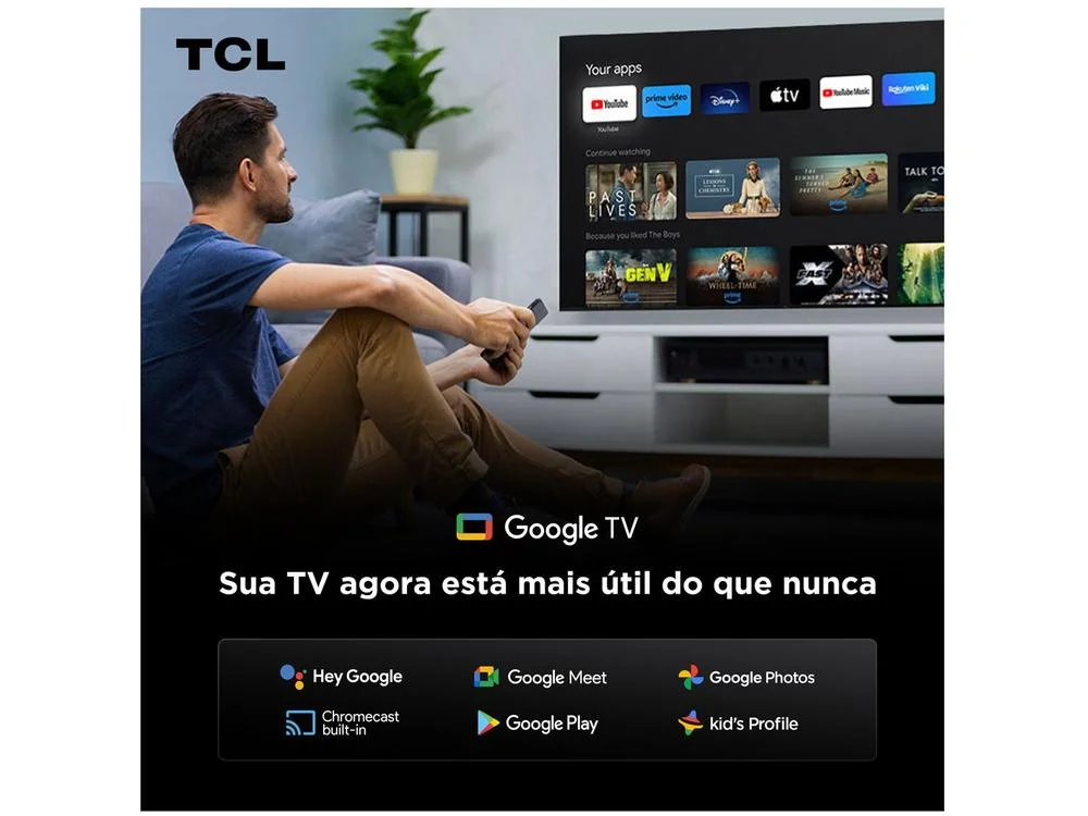 Imagem 11 de 14 do produto Smart TV  65" TCL 4K UHD MiniLED 65C6K 120Hz Google TV AiPQ Google Assistente 4 HDMI 2 USB