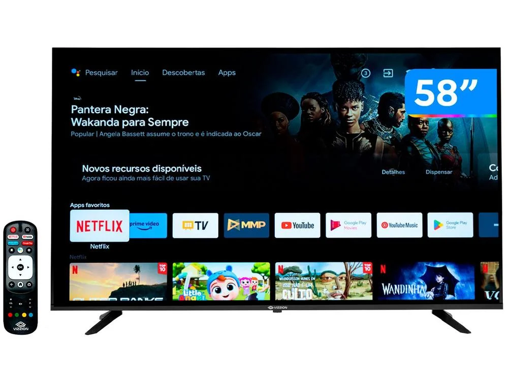Smart TV 58” 4K DLED Rig Vizzion BR58GUA IPS